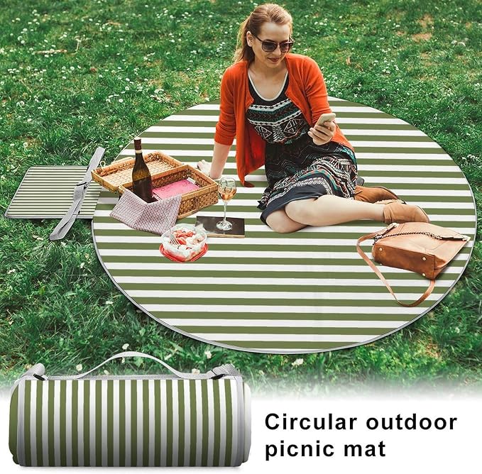 Olive Green and White Candy Stripes