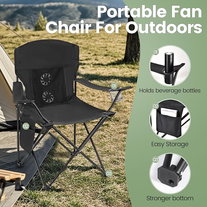 Fan Camping Chairs-2pcs Black