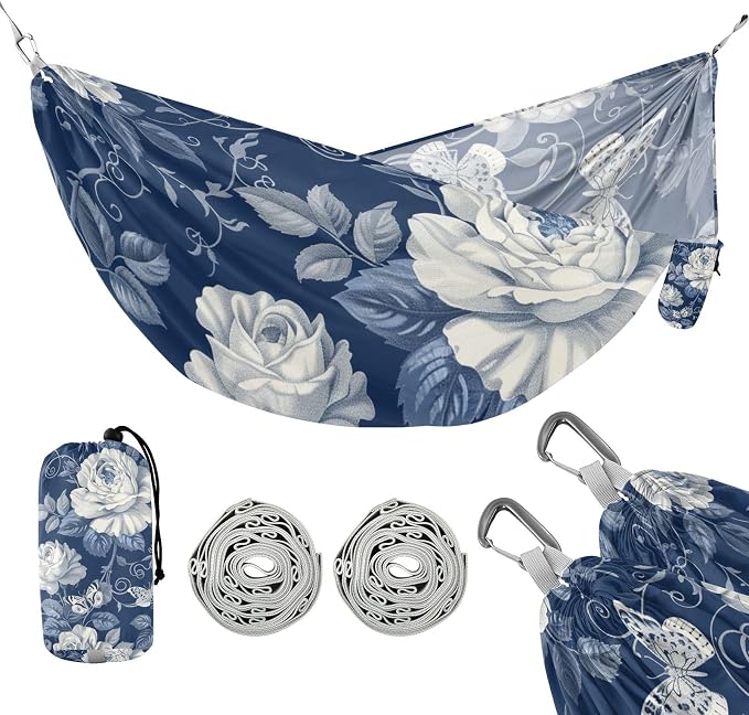 Navy Blue Vintage Roses and Butterflies