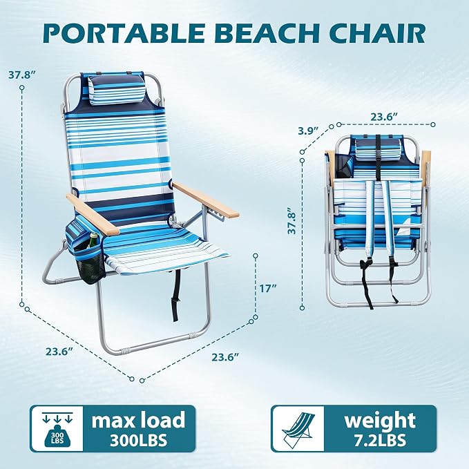 High Back 2 Pack Blue Stripe