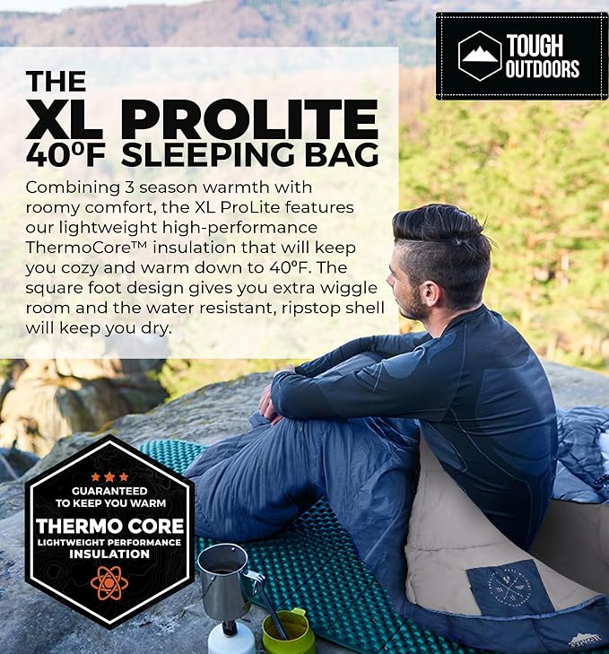 Adult Sleeping Bag - 40-60F Temperature Rating