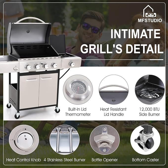 Silver, 4 Burner Grill