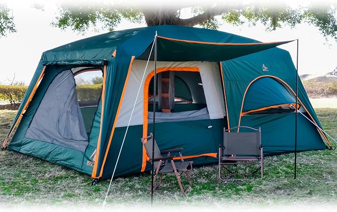 Green-12 Person-2 Bay Windows-Full Rainfly