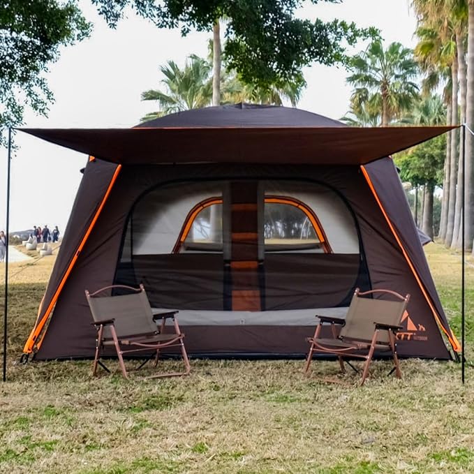 Brown-12 Person-2 Bay Windows-Full Rainfly