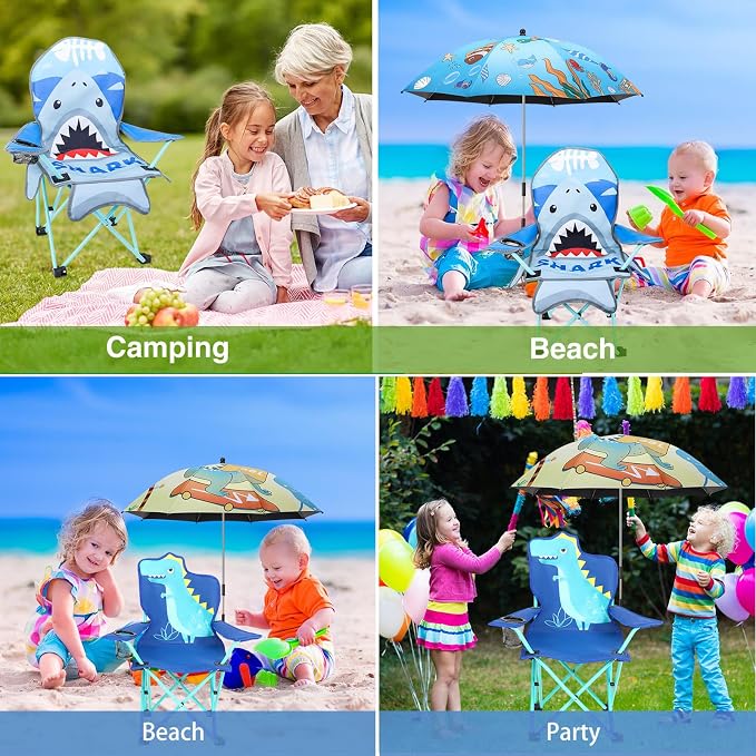 Shark and Dinosaur With Umbrella