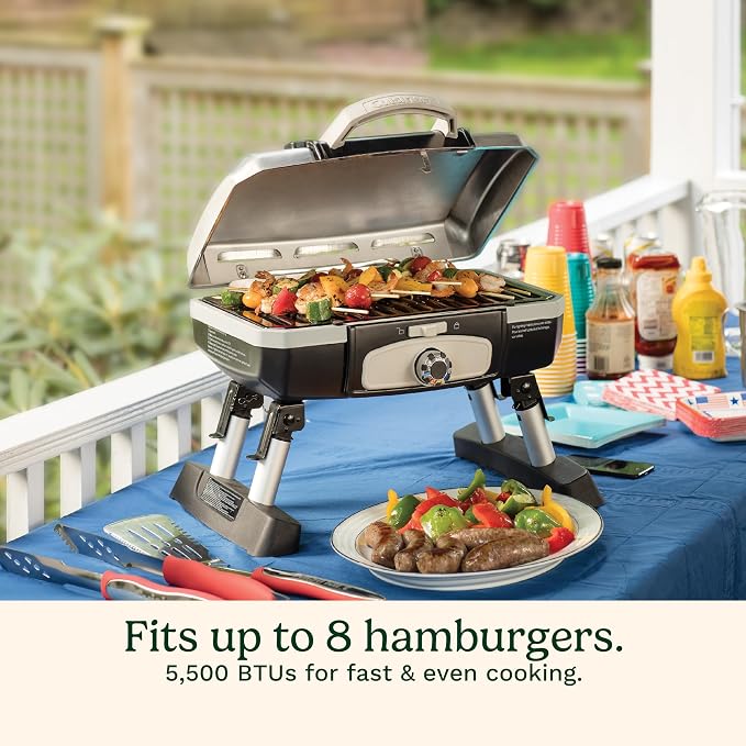 Petit Gourmet Tabletop Gas Grill, Stainless Steel