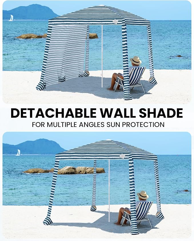 8' x 8' Sailor Stripes Dual-Fold