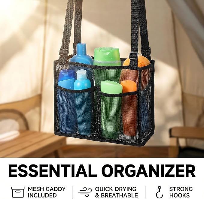 Black shower bag+Black shower caddy
