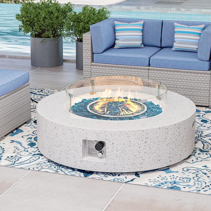 Terrazzo White+Blue Glass