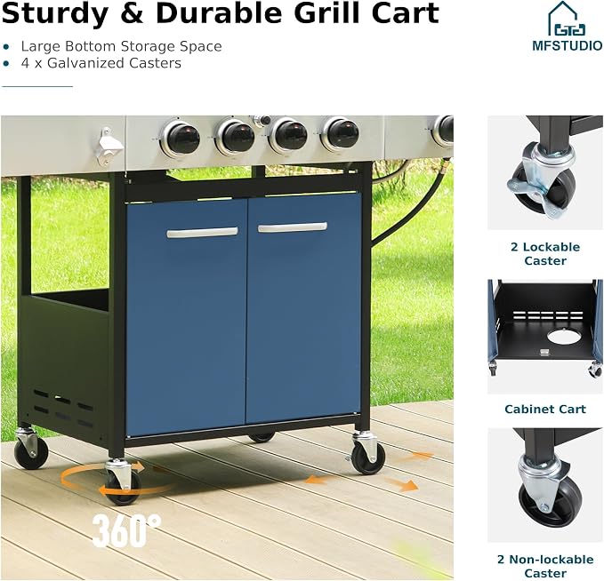 Blue, 4 Burner Grill