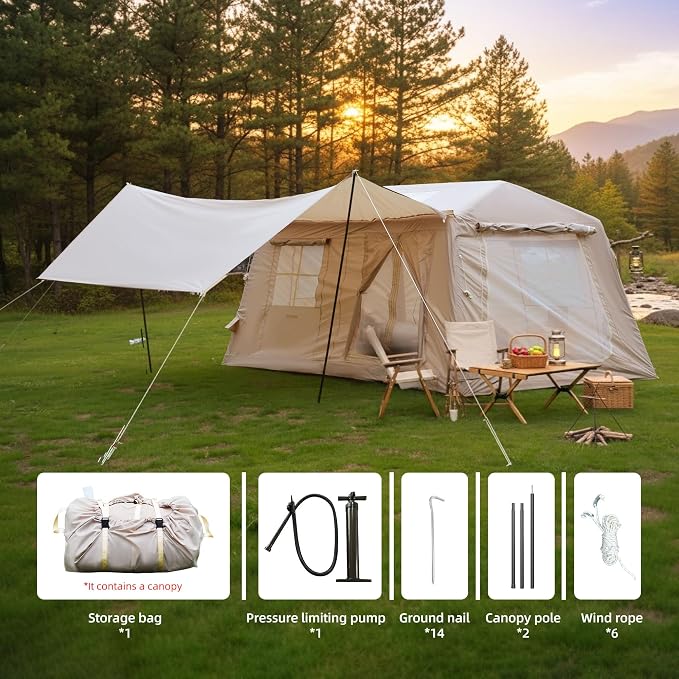 11sq Beige Air Tent + Canopy