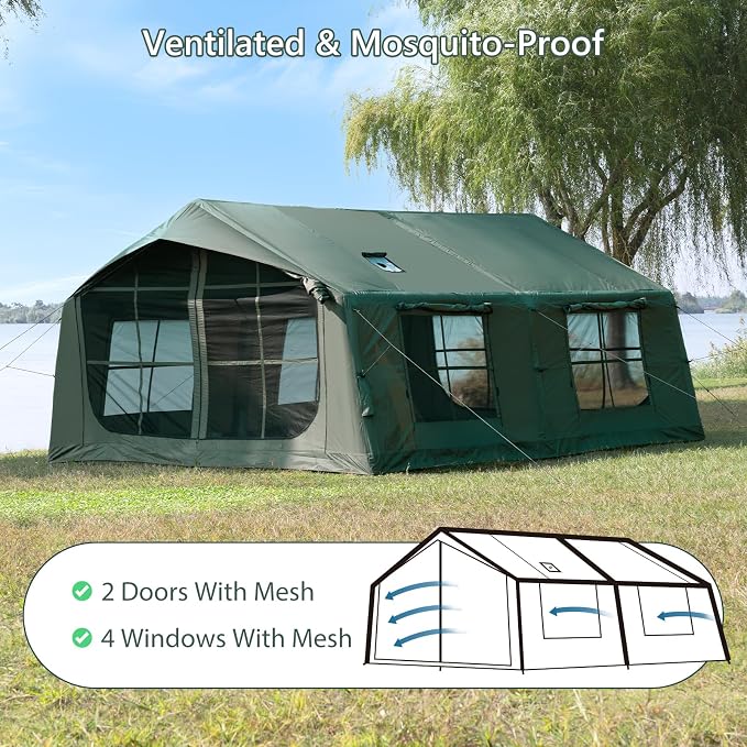 11.81ft*15.75ft*7.22ft (8-12 person)(Green)(w/ Rain Cover)