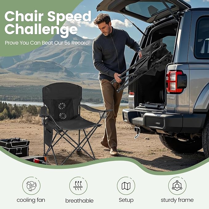 Fan Camping Chairs-2pcs Black