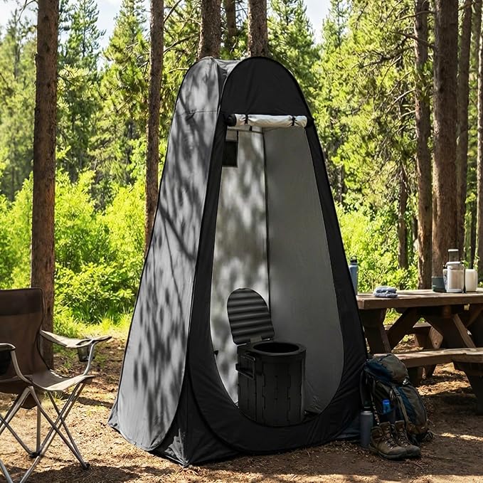 Black Tent with Toilet