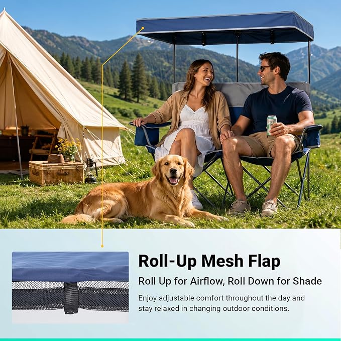 Loveseat With Adjustable Canopy Shade