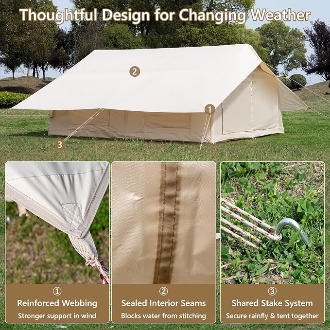11.81ft*15.75ft*7.22ft (8-12 person)(Beige)(w/ Rain Cover)