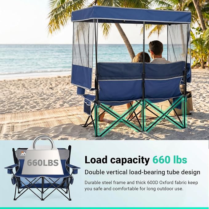 Loveseat With Adjustable Canopy Shade