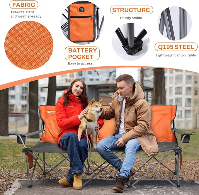 3-person Heated Chair Orange
