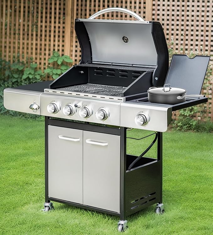 Silver, 4 Burner Grill