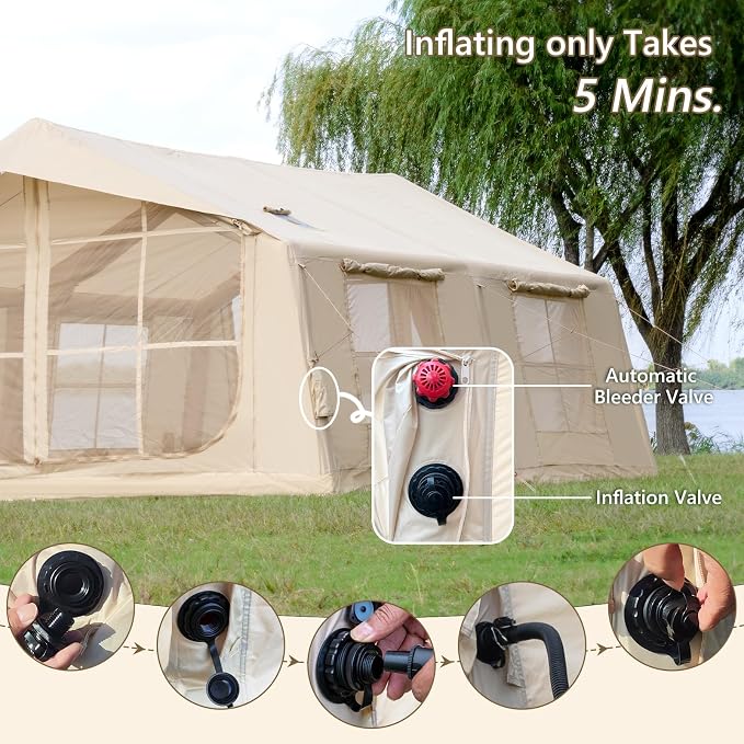 11.81ft*15.75ft*7.22ft (8-12 person)(Beige)(w/ Rain Cover)