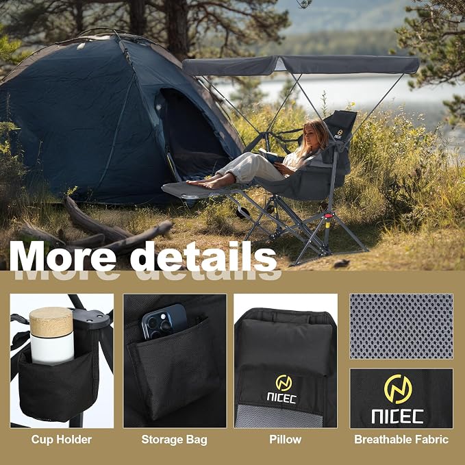 Black With Footrest & Canopy 1 Pack