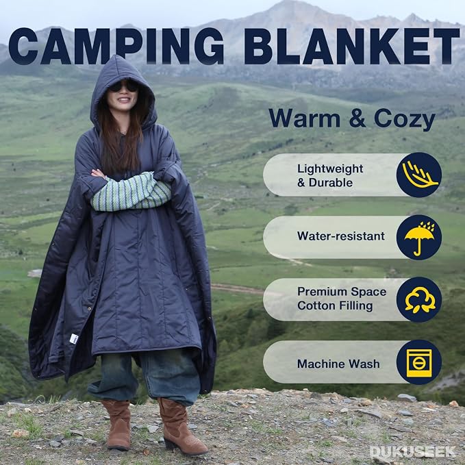 Navy Blue - Wearable Camping Blanket