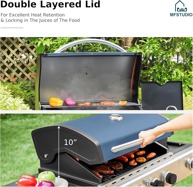 Blue, 4 Burner Grill