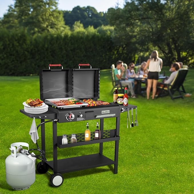 grill with flat top grill - double lid