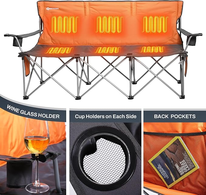 3-person Heated Chair Orange