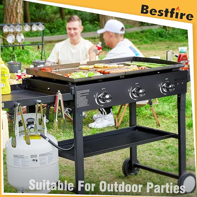 3 Burner Foldable Flat Top Grill