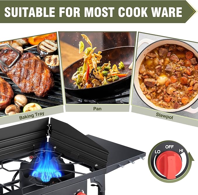 Stove-Windpanel+Auto Ignition+Side Shelves