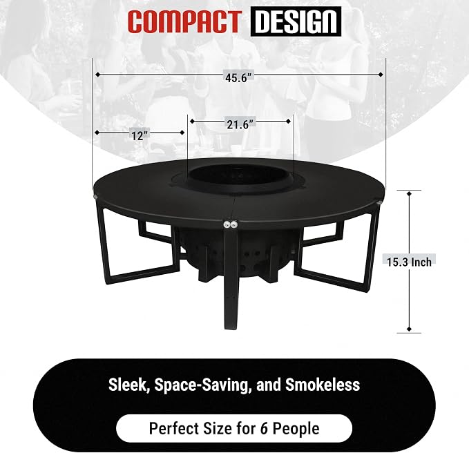 Smokeless Fire Pit + Surround Table