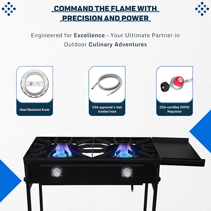 Two Burner Stove + Side Shelf + Bottom Shelf