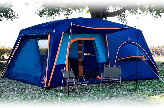 Dark Blue-12 Person-2 Bay Windows-Full Rainfly