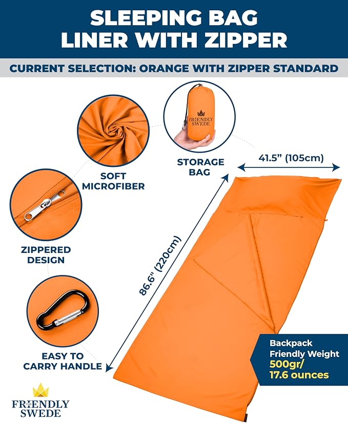 Orange Microfiber - Zipper