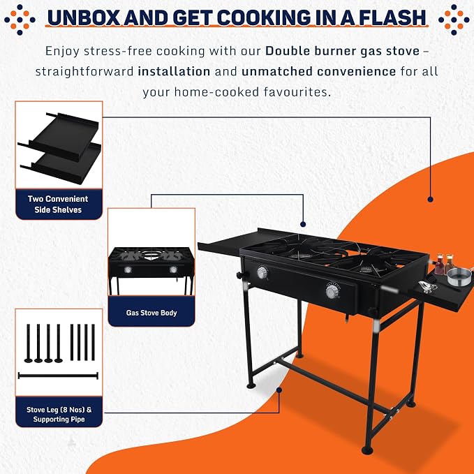 Two Burner Stove + Dual Side Shelf