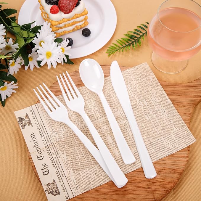 360pcs White Plastic Silverware