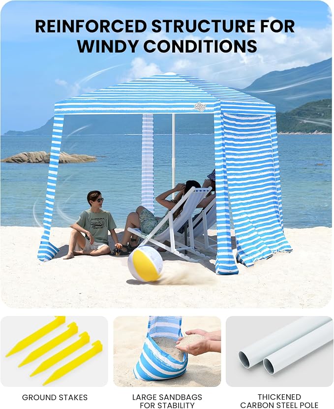 6.5' x 6.5' Blue Stripes Dual-Fold