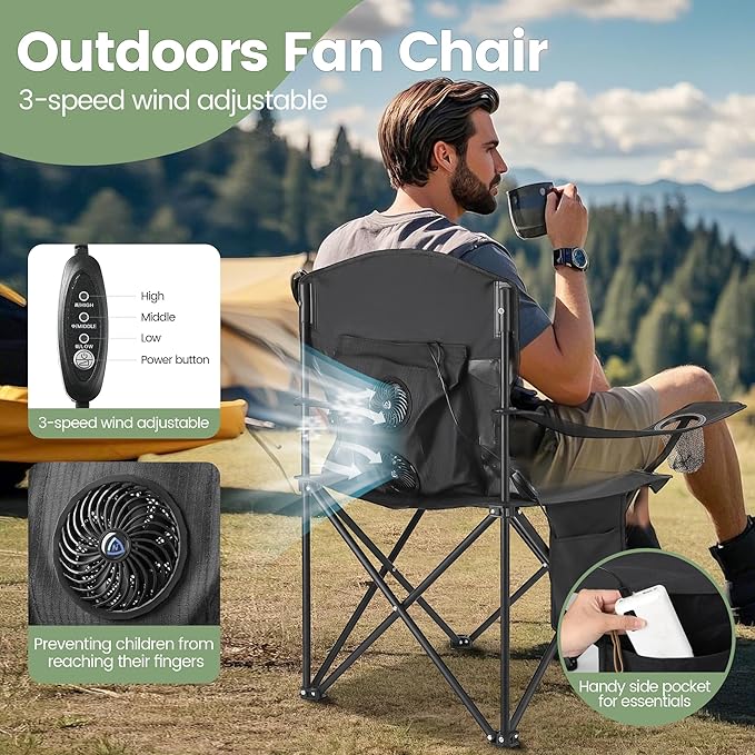 Fan Camping Chairs-2pcs Black