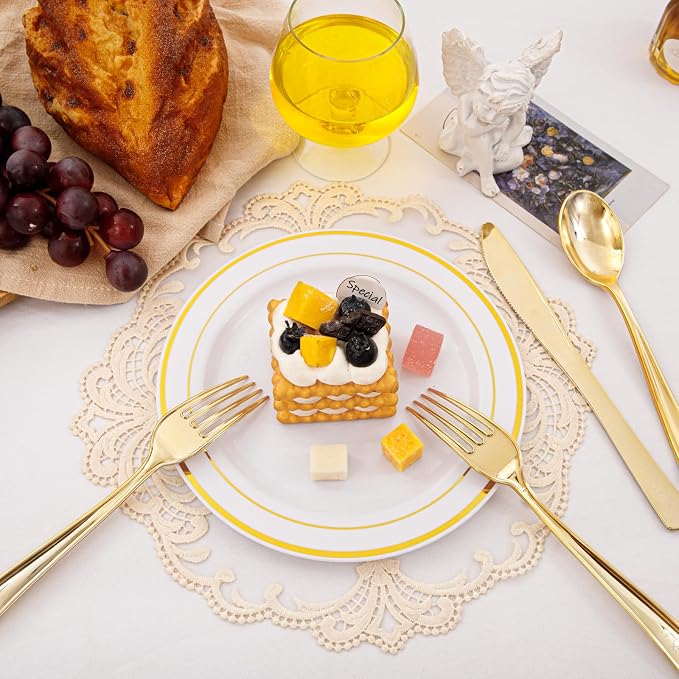 360pcs Gold Plastic Silverware
