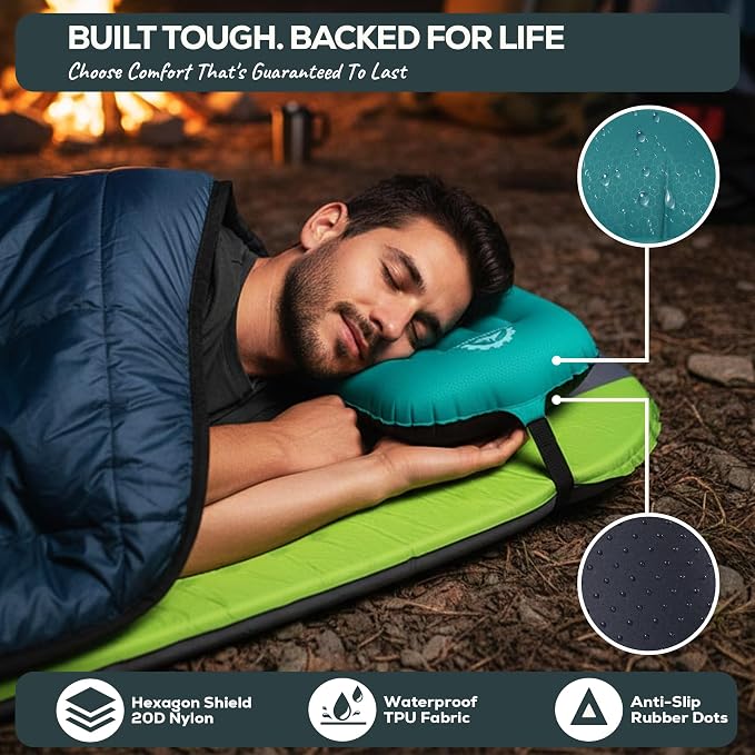 Teal Camping Pillow