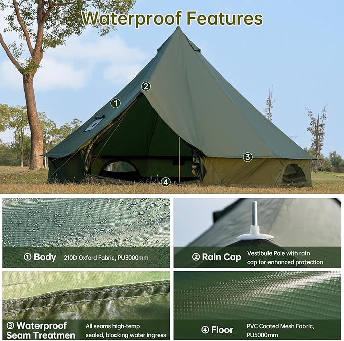 16.4*16.4*9.8ft /Green /6-8 pers