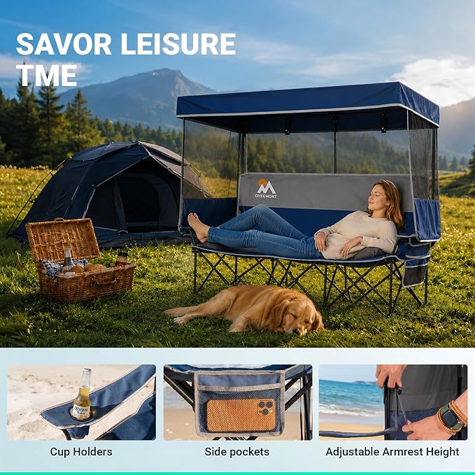 Loveseat With Adjustable Canopy Shade
