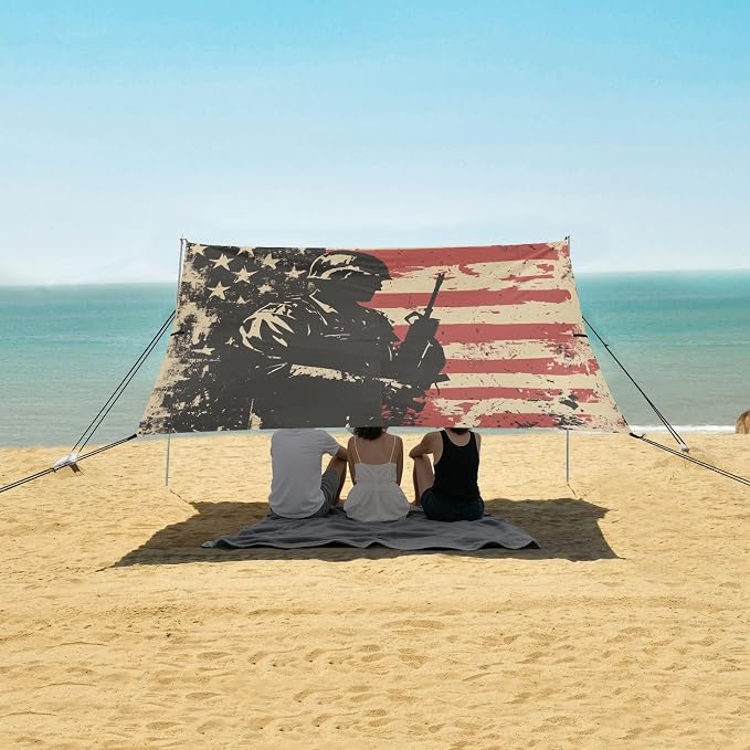 US Soldier with Flag Grunge