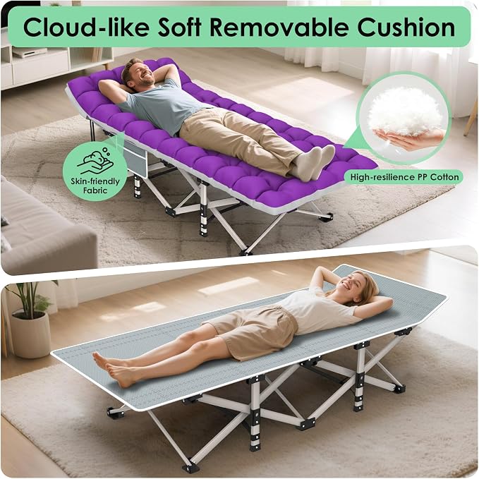 Striped Cot & Purple Pad