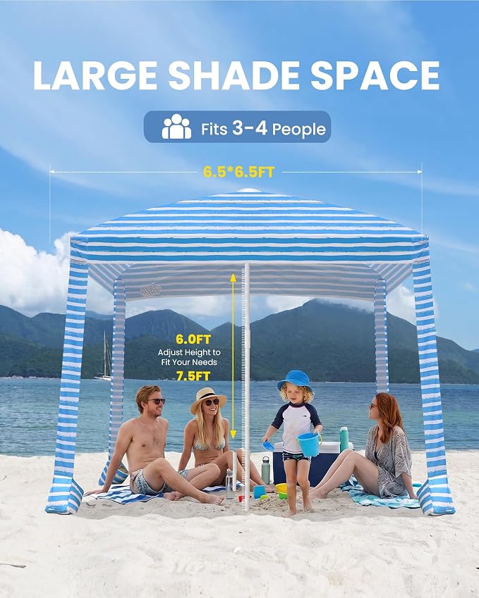 6.5' x 6.5' Blue Stripes Dual-Fold