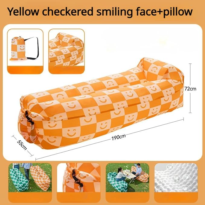 Yellow Checkered Smiling Face+pillow