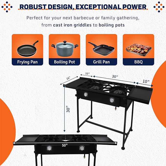 Two Burner Stove + Dual Side Shelf