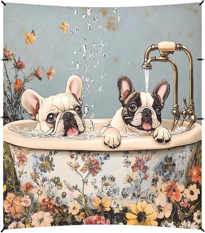 Bathing French dog Floral