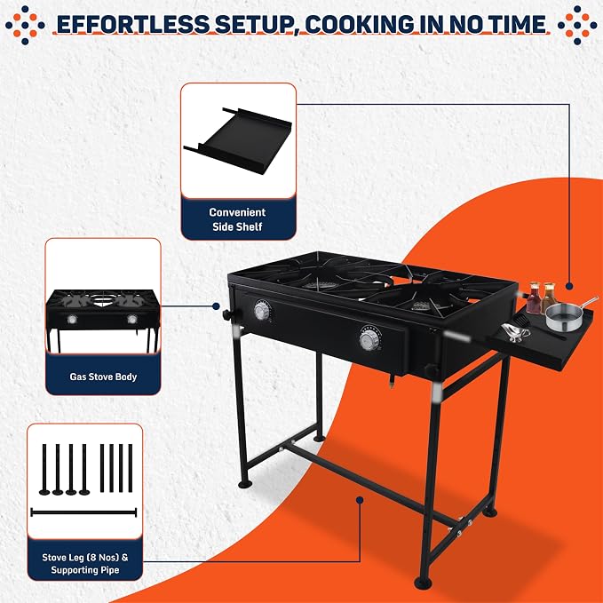 Two Burner Stove + Side Shelf